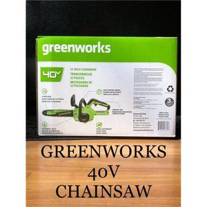 Greenworks 40V 12" Cordless Compact Chainsaw Great For Storm Clean-Up, Pruning